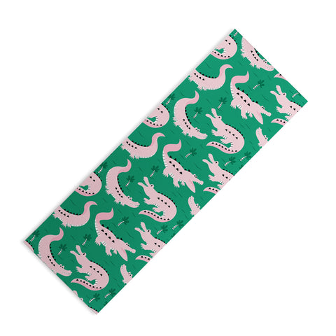 Insvy Design Studio Crocodile Pink Green Yoga Mat