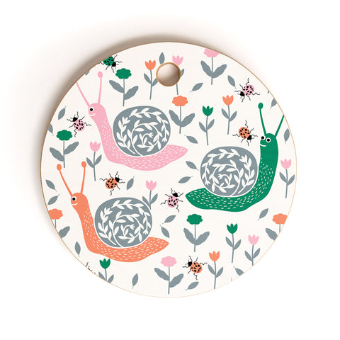 Insvy Design Studio Happy Snail and the Beetle Cutting Board Round