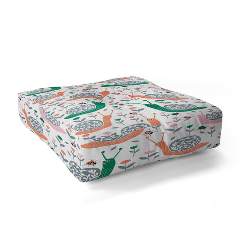 Insvy Design Studio Happy Snail and the Beetle Floor Pillow Square