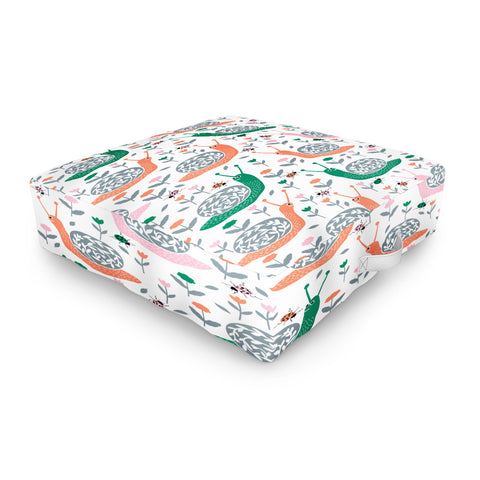 Insvy Design Studio Happy Snail and the Beetle Outdoor Floor Cushion