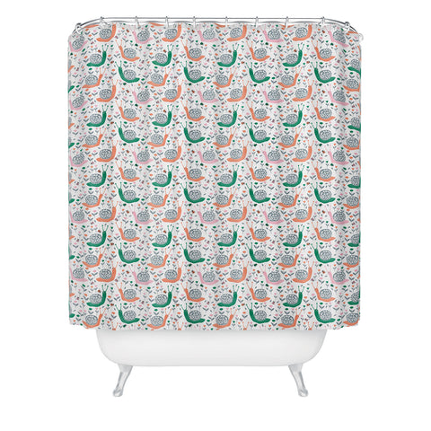 Insvy Design Studio Happy Snail and the Beetle Shower Curtain