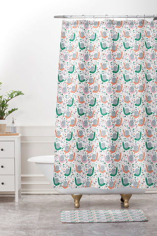 Insvy Design Studio Happy Snail and the Beetle Shower Curtain And Mat
