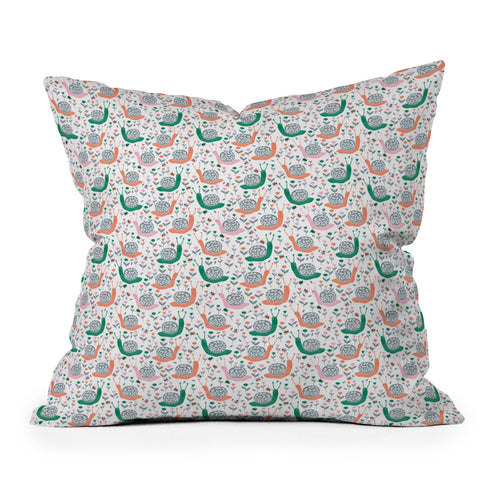 Insvy Design Studio Happy Snail and the Beetle Throw Pillow