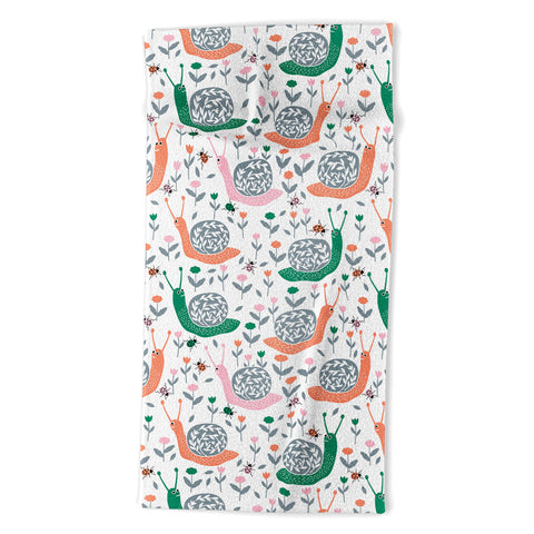 Insvy Design Studio Happy Snail and the Beetle Beach Towel