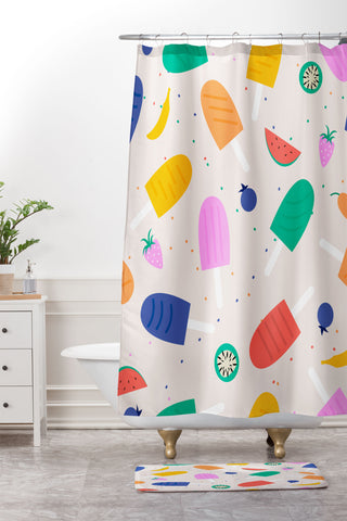 Insvy Design Studio Ice Pops Shower Curtain And Mat