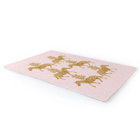 Insvy Design Studio Incredible Zebra Pink and Gold Area Rug