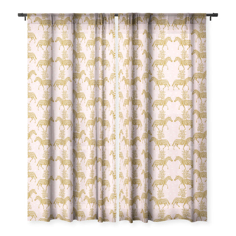 Insvy Design Studio Incredible Zebra Pink and Gold Sheer Window Curtain