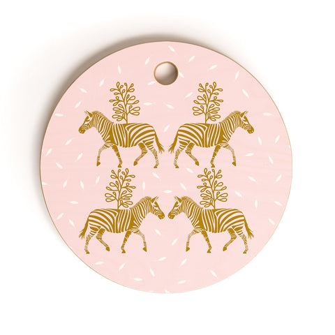 Insvy Design Studio Incredible Zebra Pink and Gold Cutting Board Round