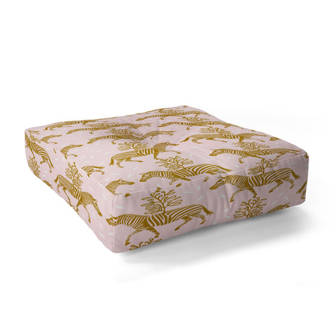 Insvy Design Studio Incredible Zebra Pink and Gold Floor Pillow Square