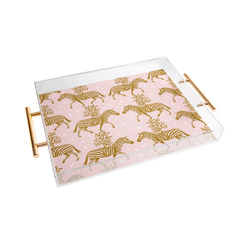 Insvy Design Studio Incredible Zebra Pink and Gold Acrylic Tray