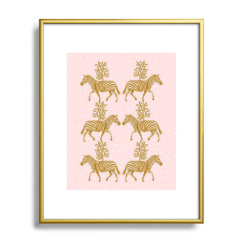 Insvy Design Studio Incredible Zebra Pink and Gold Metal Framed Art Print