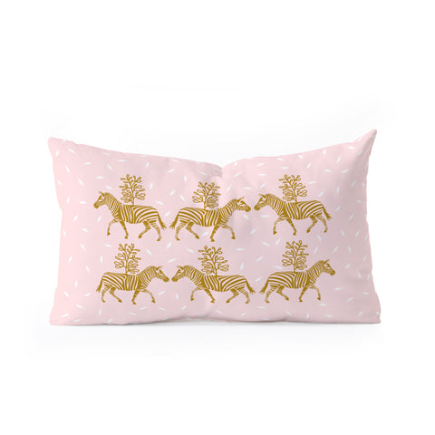Insvy Design Studio Incredible Zebra Pink and Gold Oblong Throw Pillow