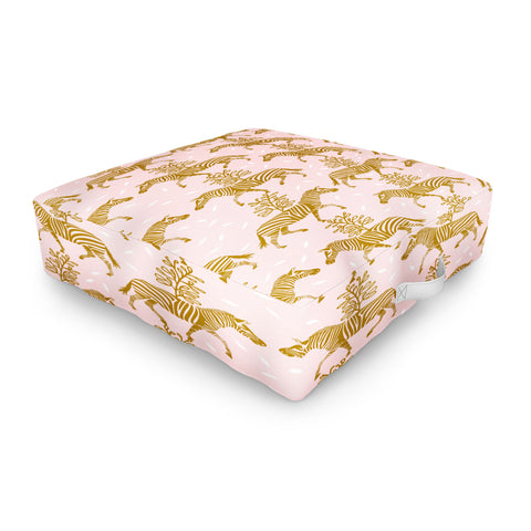 Insvy Design Studio Incredible Zebra Pink and Gold Outdoor Floor Cushion