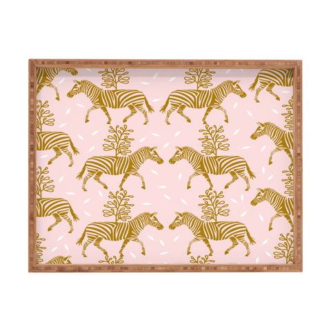Insvy Design Studio Incredible Zebra Pink and Gold Rectangular Tray
