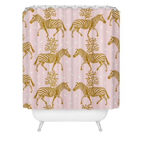 Insvy Design Studio Incredible Zebra Pink and Gold Shower Curtain