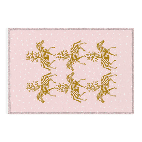 Insvy Design Studio Incredible Zebra Pink and Gold Outdoor Rug