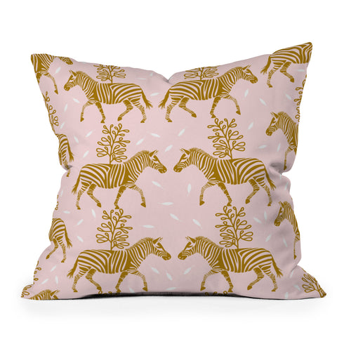 Insvy Design Studio Incredible Zebra Pink and Gold Throw Pillow