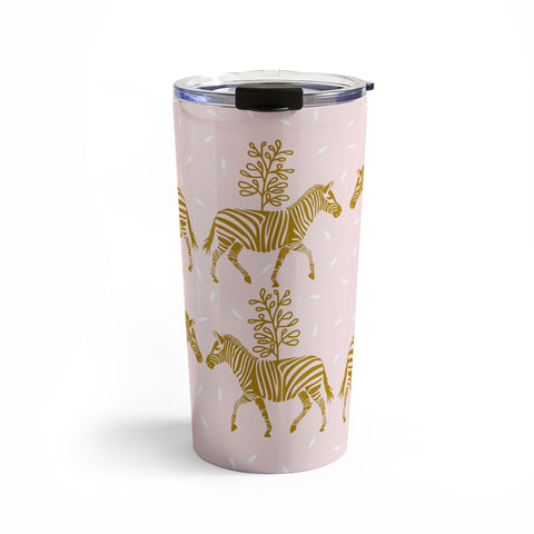 Insvy Design Studio Incredible Zebra Pink and Gold Travel Mug