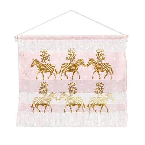 Insvy Design Studio Incredible Zebra Pink and Gold Wall Hanging Landscape