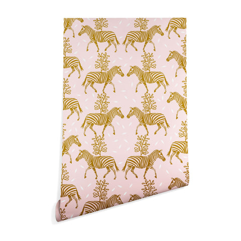 Insvy Design Studio Incredible Zebra Pink and Gold Wallpaper