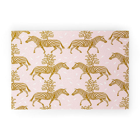 Insvy Design Studio Incredible Zebra Pink and Gold Welcome Mat