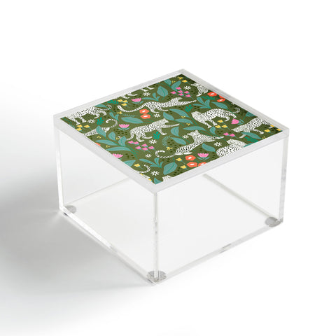 Insvy Design Studio White Leopards in the Jungle Acrylic Box