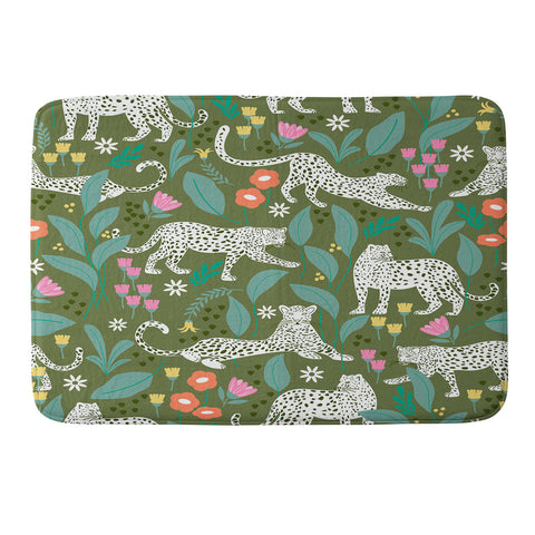 Insvy Design Studio White Leopards in the Jungle Memory Foam Bath Mat