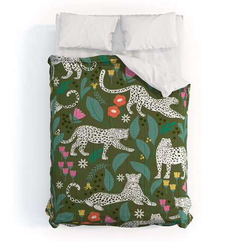 Insvy Design Studio White Leopards in the Jungle Comforter
