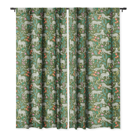 Insvy Design Studio White Leopards in the Jungle Blackout Window Curtain