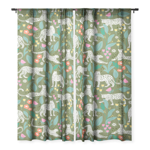 Insvy Design Studio White Leopards in the Jungle Sheer Non Repeat