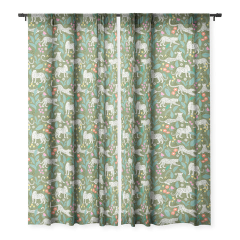 Insvy Design Studio White Leopards in the Jungle Sheer Window Curtain