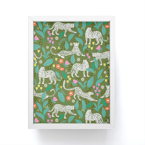 Insvy Design Studio White Leopards in the Jungle Framed Mini Art Print