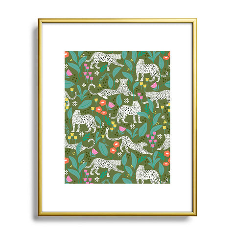 Insvy Design Studio White Leopards in the Jungle Metal Framed Art Print
