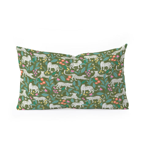 Insvy Design Studio White Leopards in the Jungle Oblong Throw Pillow