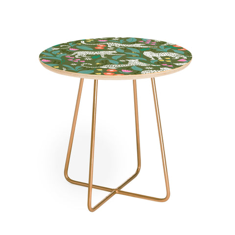 Insvy Design Studio White Leopards in the Jungle Round Side Table