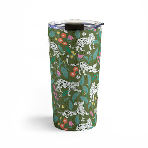 Insvy Design Studio White Leopards in the Jungle Travel Mug