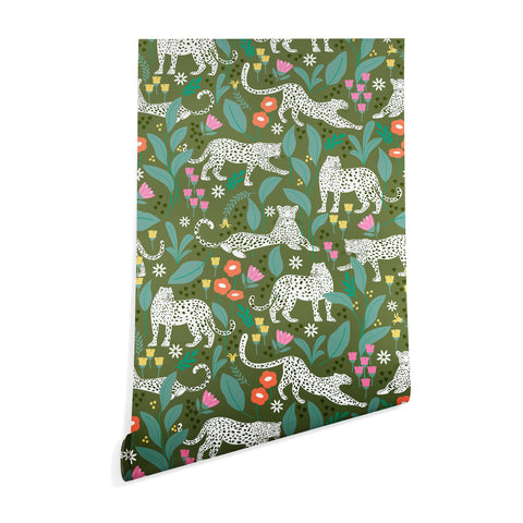 Insvy Design Studio White Leopards in the Jungle Wallpaper
