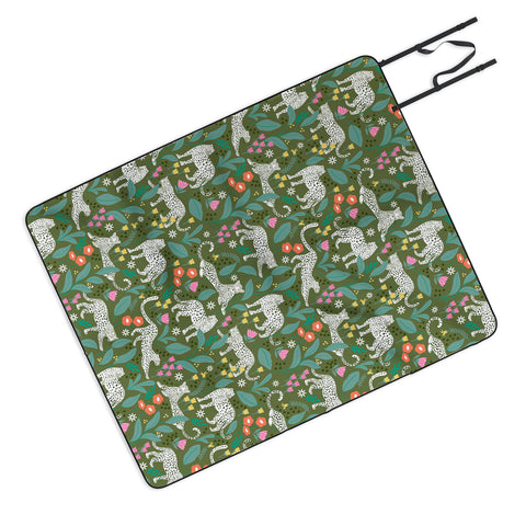 Insvy Design Studio White Leopards in the Jungle Picnic Blanket