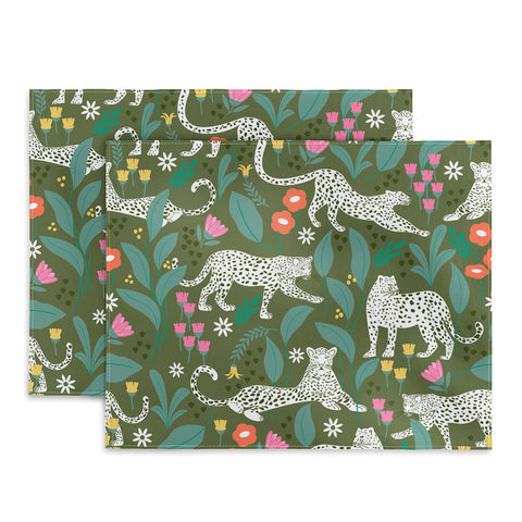 Insvy Design Studio White Leopards in the Jungle Placemat