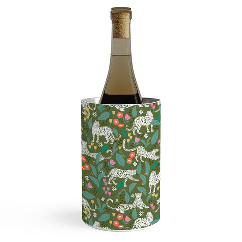 Insvy Design Studio White Leopards in the Jungle Wine Chiller