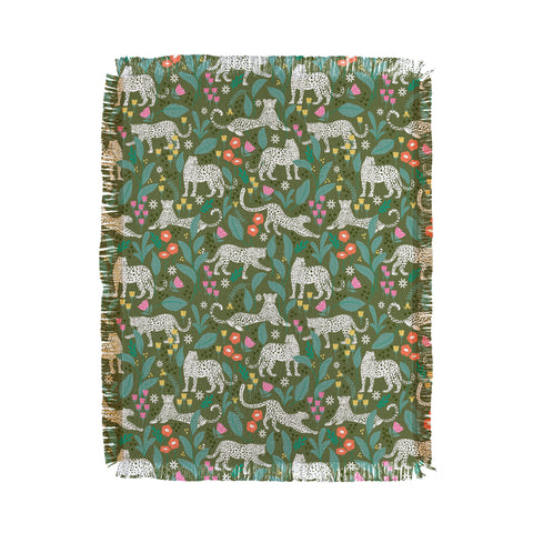 Insvy Design Studio White Leopards in the Jungle Throw Blanket