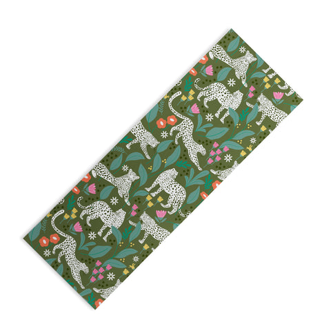 Insvy Design Studio White Leopards in the Jungle Yoga Mat