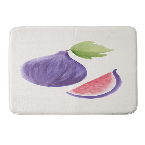 Intemporalis Fig Fruit Watercolor Painting Memory Foam Bath Mat