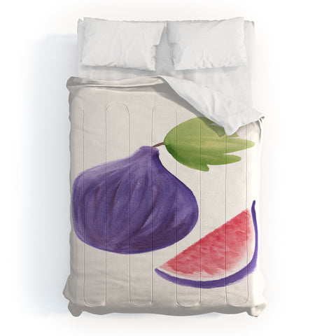 Intemporalis Fig Fruit Watercolor Painting Comforter
