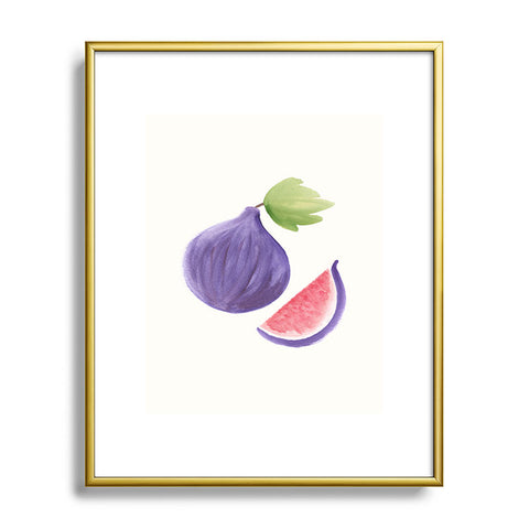 Intemporalis Fig Fruit Watercolor Painting Metal Framed Art Print