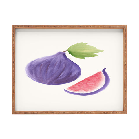 Intemporalis Fig Fruit Watercolor Painting Rectangular Tray