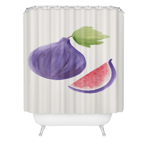 Intemporalis Fig Fruit Watercolor Painting Shower Curtain