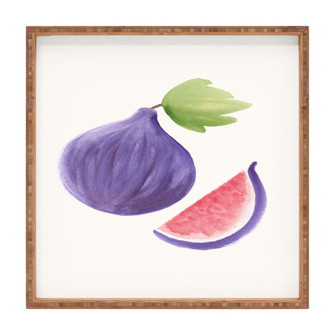 Intemporalis Fig Fruit Watercolor Painting Square Tray