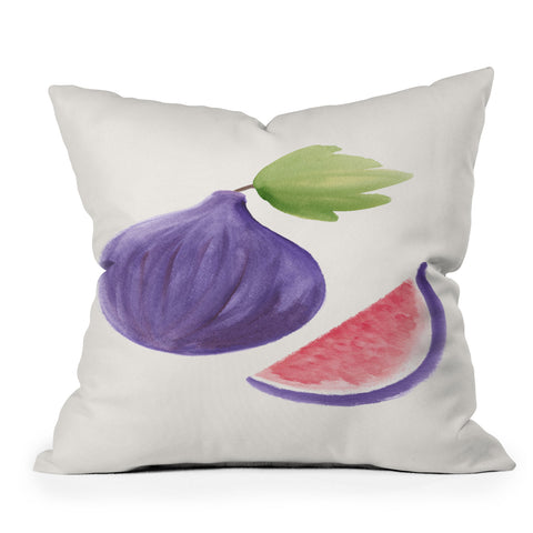 Intemporalis Fig Fruit Watercolor Painting Outdoor Throw Pillow