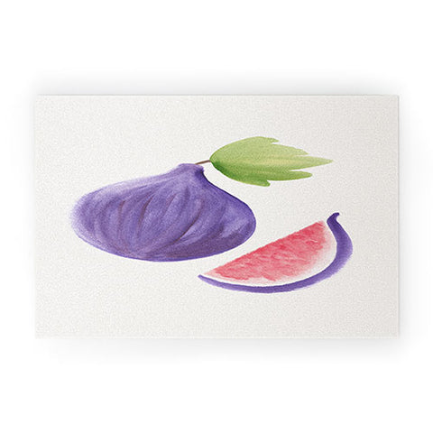 Intemporalis Fig Fruit Watercolor Painting Welcome Mat